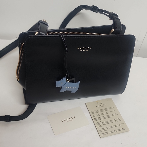 RADLEY LONDON Handbags - Radley London Liverpool Street Vintage Black Crossbody Bag Gold Accents & Charms